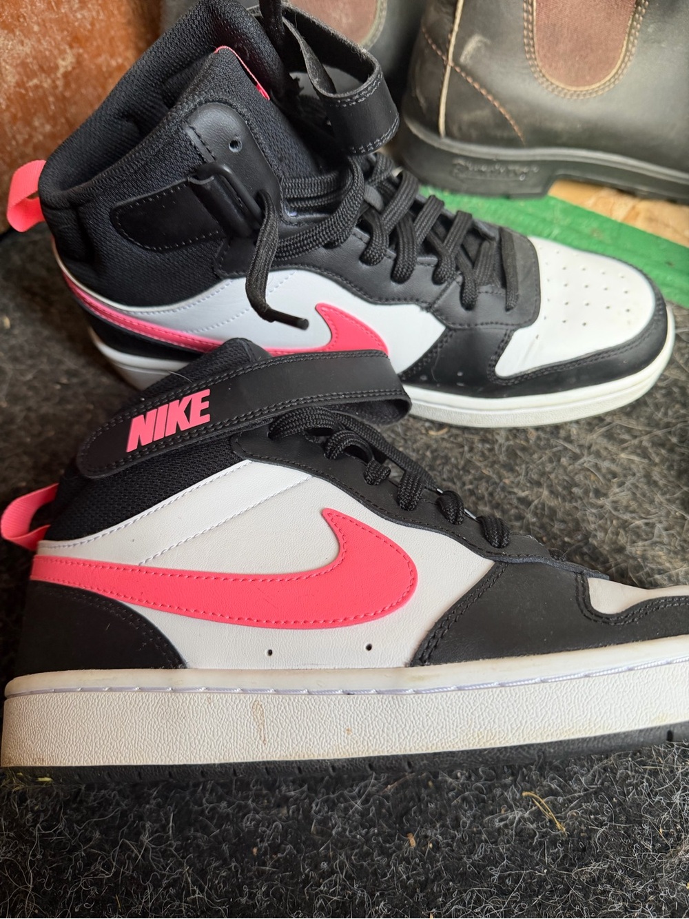 Nike Kids High-Top Sneakers — Black, White & Pink